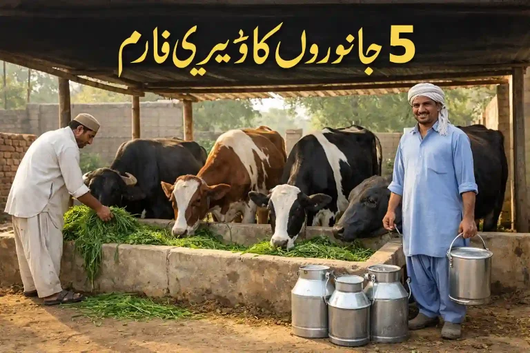 5 janwaron ka dairy farm ki lagat 2026 Pakistan mein chhota dairy business setup aur kharcha